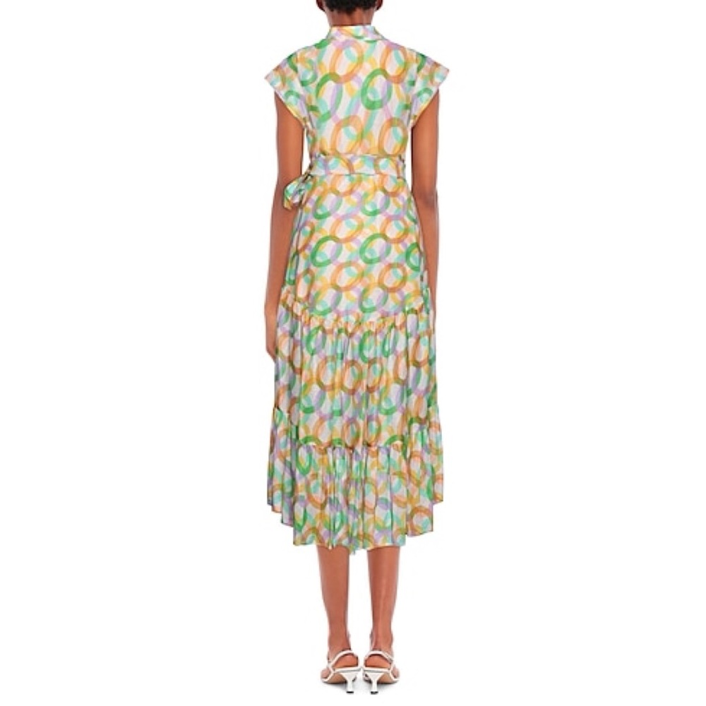 Sandro Printed Linen and Silk-blend Midi Dress - Size 38FR/6 US - Picture 4 of 14